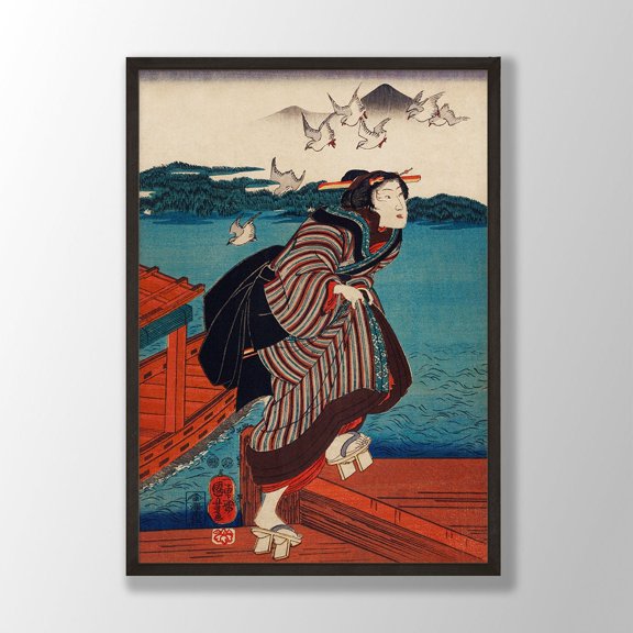 Kuniyoshi Sanbashi No Onna Wall Art Print, Japanese Woman Decor