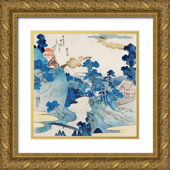 Kuniyoshi, Utagawa 26x26 Gold Ornate Wood Framed with Double Matting Museum Art Print Titled - Fuji no Yukei
