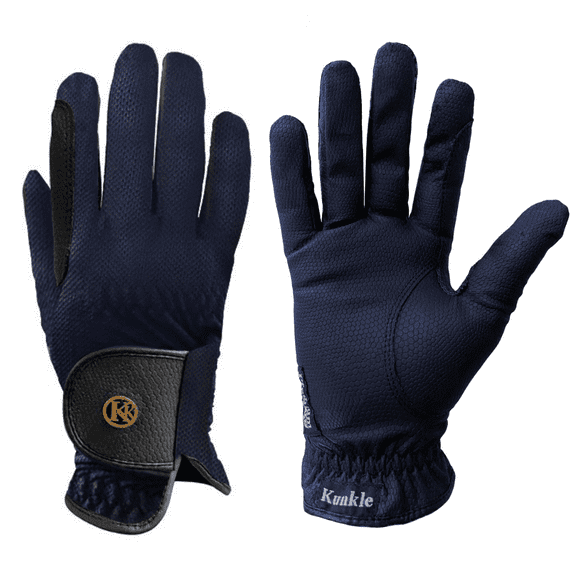 Kunkle Gloves Premium Mesh Riding Gloves - Navy Blue 9