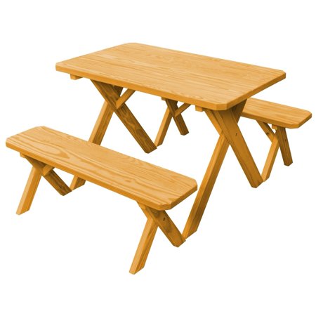 Kunkle Holdings, LLC Pine 4' Cross-Leg Picnic Table with 2 Benches Natural Stain