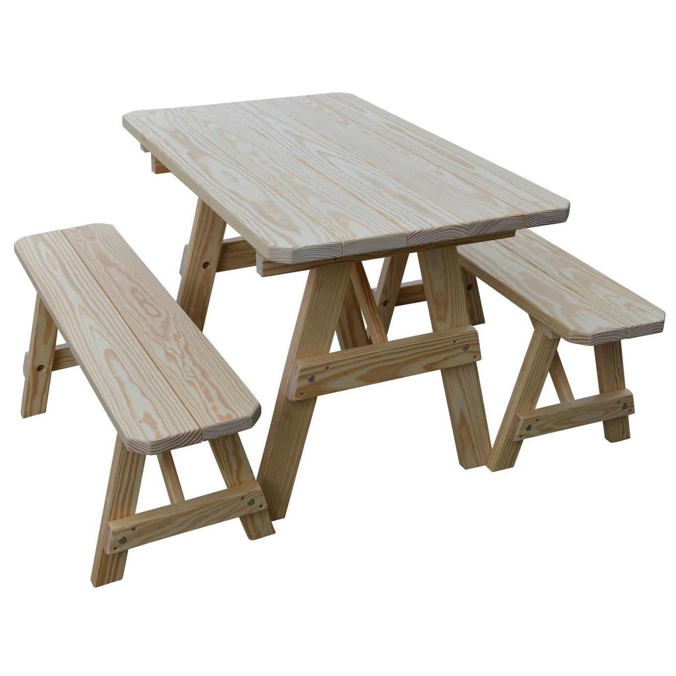 Kunkle Holdings, LLC Pine 4' Traditional Picnic Table with 2 Benches ...