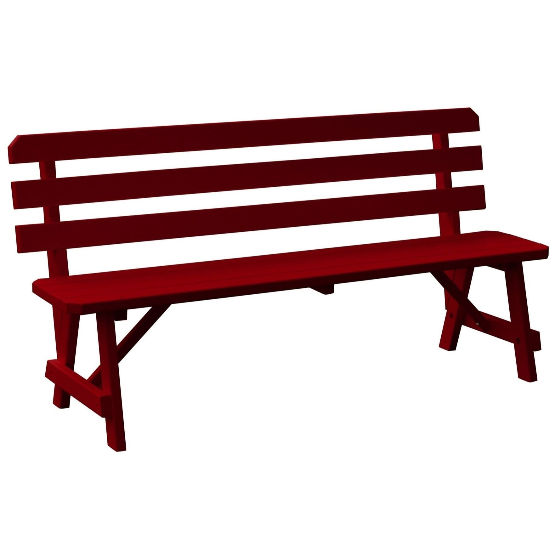 55" Tractor Red Pine Traditional Backed Bench