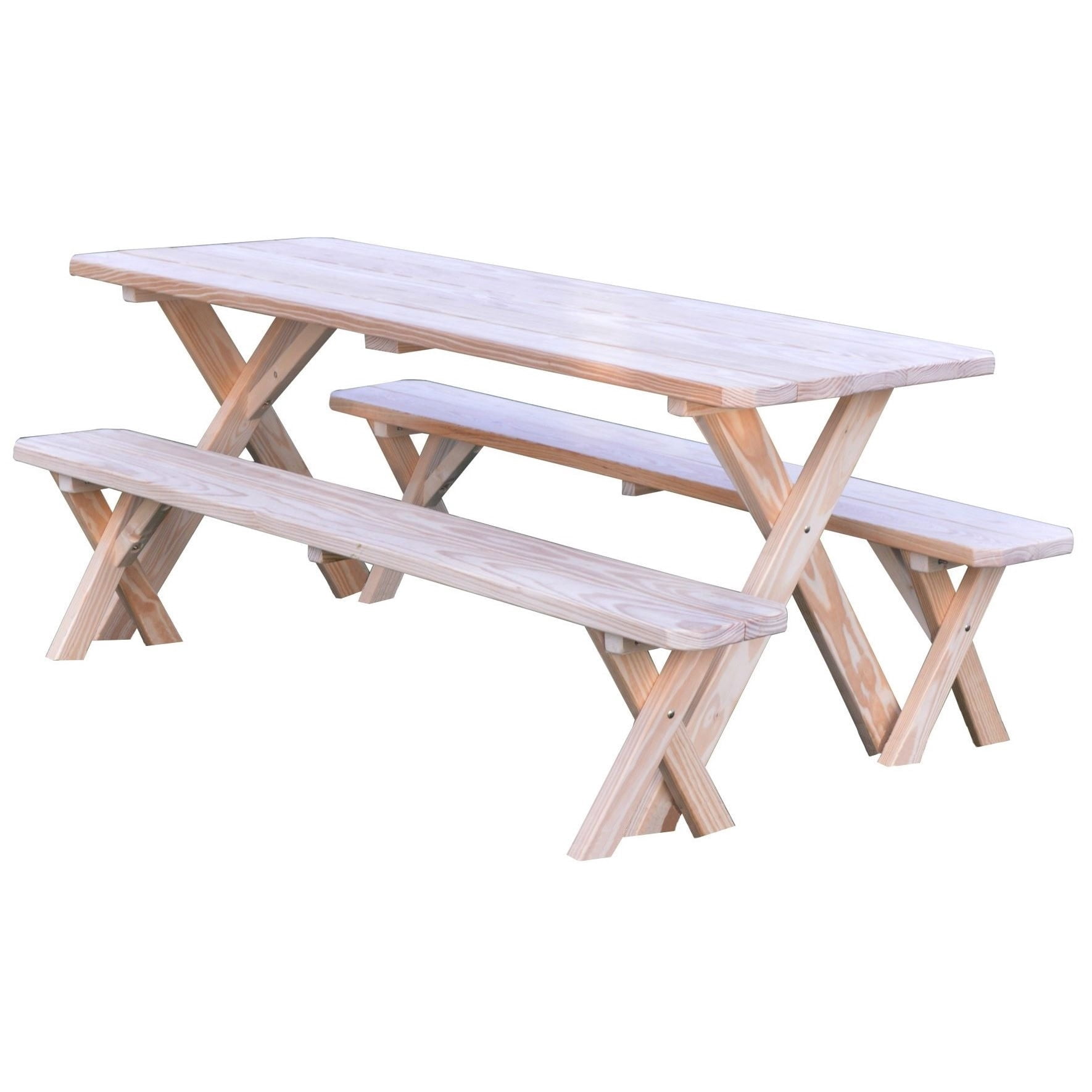 Kunkle Holdings, LLC Pine 6' Cross-Leg Picnic Table with 2 Benches Unfinished - Walmart.com