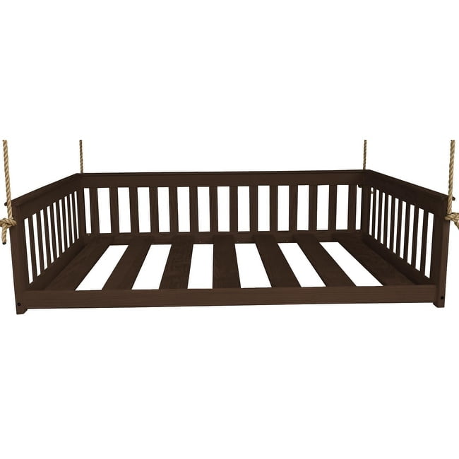 Rich Tobacco Stain Pine Full Hanging Daybed with Rope