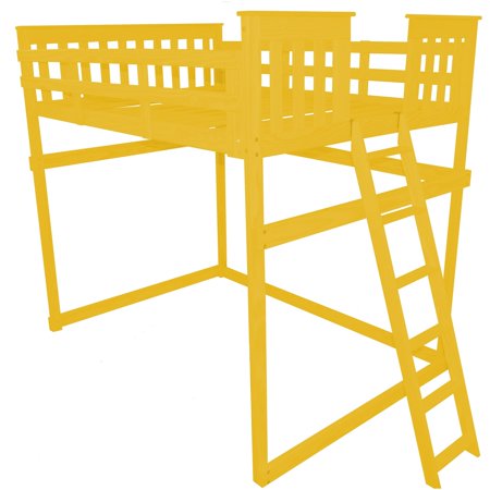 Kunkle Holdings LLC Pine Full Mission Loft Bed with End Ladder Canary Yellow Painted