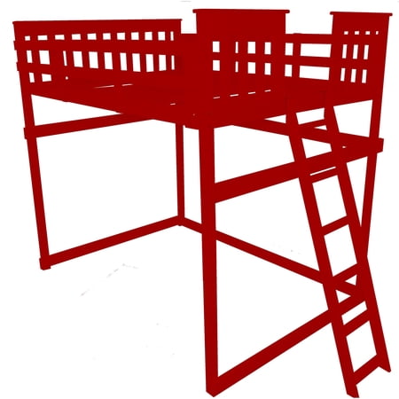 Kunkle Holdings LLC Pine Full Mission Loft Bed with End Ladder Tractor Red Painted