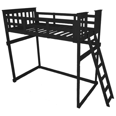 Kunkle Holdings LLC Pine Twin Mission Loft Bed with End Ladder Black Painted