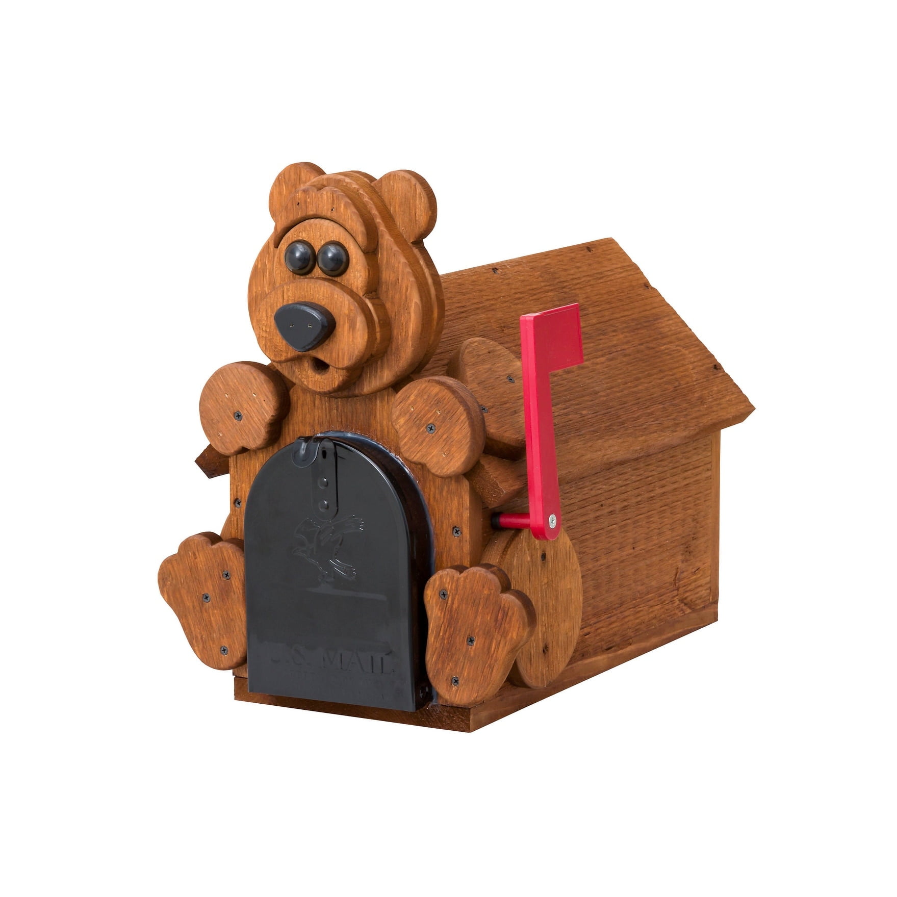 Rustic Brown Reclaimed Wood Bear Mailbox