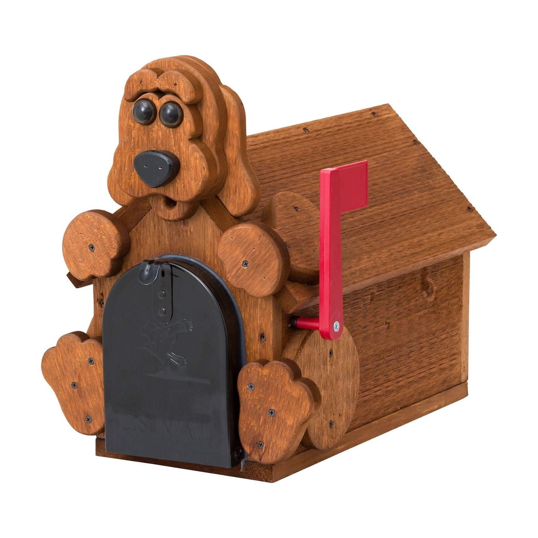 Rustic Brown Dog-Shaped Reclaimed Wood Mailbox
