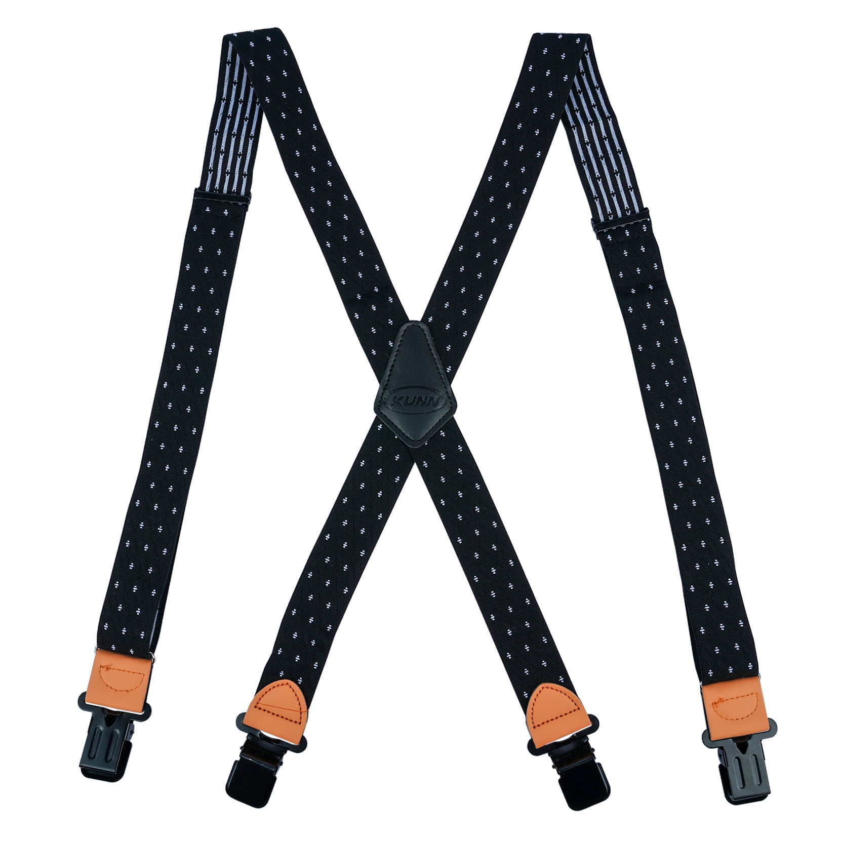 Kunny Men's Suspenders Fully Elastic 1.5 inch Wide X back Heavy Duty
