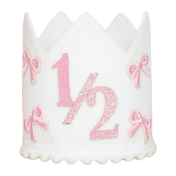 Kuntesetty 1/2 Birthday Crown Little Princess Crown Sweet Girls Bow Decorative Themed Party Pink