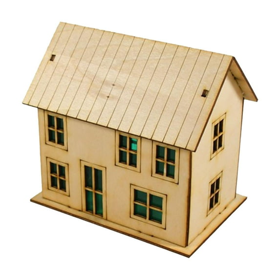Kuntesetty 1/64 3D Wooden Miniature House for Landscape Layout Adults Kids Holiday Gift Style D