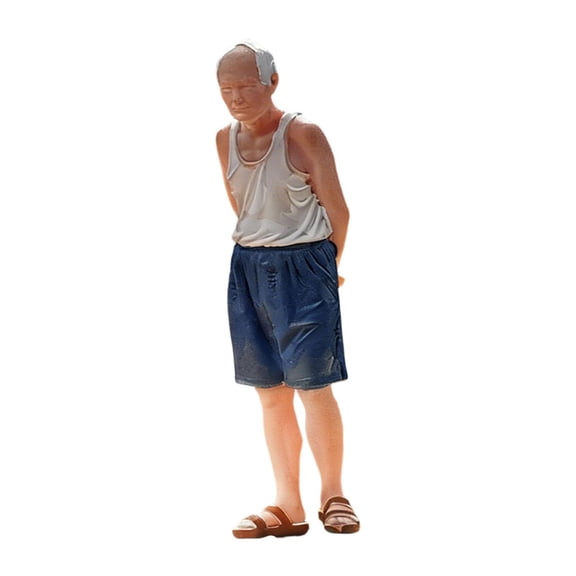 Kuntesetty 1/64 Scale Old Man Miniature Figure Painted Mini People Figurine Layout Prop
