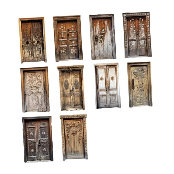 Kuntesetty 10 Pieces Scrapbook Decorative Paper Cardstock Stickers Vintage Door Sticker Set D