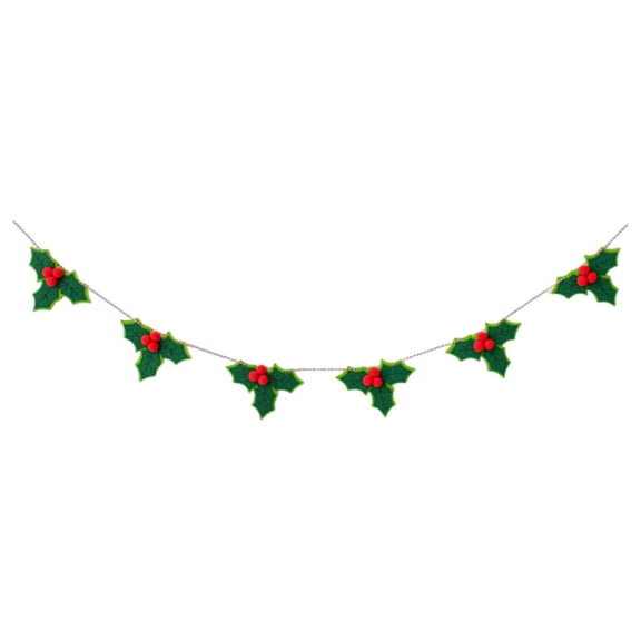 Kuntesetty 180cm Christmas Felt Garland Decoration Decorative Accessories Ready to Hang 3 Leaves Design