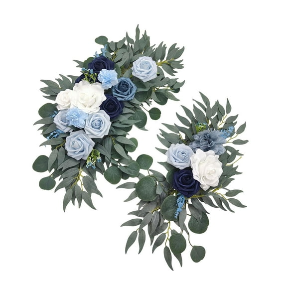Kuntesetty 2 Pack Artificial Flowers for Wedding Arch, Floral Arrangement, Home Decor, Silk Blue