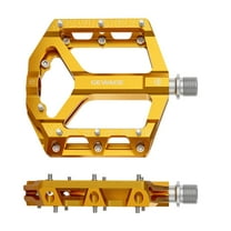 Kuntesetty 2 Pieces Bike Pedals Sturdy Flat Pedals for Repairing Folding Bikes BMX Gold