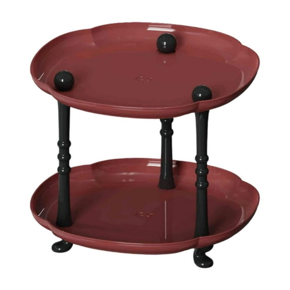 Kuntesetty 2 Tier Tray, Bathroom Perfume Holder Tray, Phone Vanity Organizer, Red