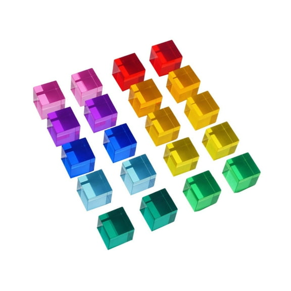 Kuntesetty 20 Pieces Rainbow Acrylic Building Blocks Colorful Acrylic Cube Set for Kids