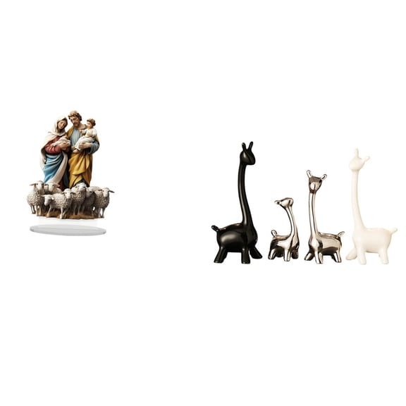 Kuntesetty 2D Acrylic Giraffe Figurines Desktop Decor DIY Unique Ceramic Statue Gift Tabletop Ornament Modern Creative Home Decor for Holiday Corner Fireplace Desk Office Bookshelf Bedroom