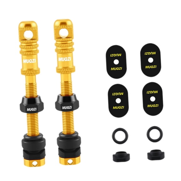Kuntesetty 2Pcs Bicycle Tubeless Valve Stems with Valve Core Removal Tool for Road Bike Gold