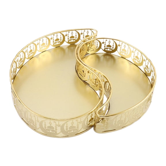 Kuntesetty 2Pcs Ramadan Serving Trays Display Table Eid Mubarak Platters Moon Shaped Plates