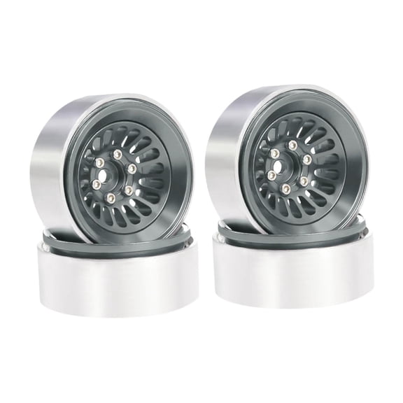 Kuntesetty 4 Pieces 1.3" Wheels Rim Premium Sturdy 7mm Hex for SCX24 TRX4M 1/18 1/24 RC Gray