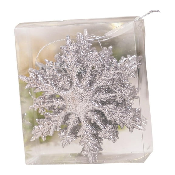 Kuntesetty 6 Pieces Sturdy Versatile 12x10.5cm Christmas Glittering Snowflake Ornaments Silver Gray
