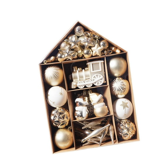 Kuntesetty 70 Pieces Christmas Ball Ornaments Xmas Tree Ball Ornaments for Party Decor White Gold