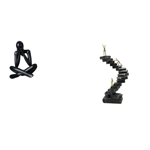 Kuntesetty Abstract Figure Sculpture Decorative Figurine Collectible Ornament Modern Statue for Living Room Bookshelf Home Decor Thinker Ladder Resin Handicraft Decorative Objects Table