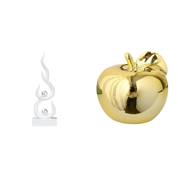 Kuntesetty Abstract Flame Resin Figurine Modern Fire Sculpture Ornament for Patio Office Bookshelf Fruit Ceramic Decoration Craft Delicate Statue for Porches Restaurants