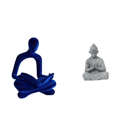 Kuntesetty Abstract Human Thinker Figurine Sculpture Versatile Art Ornament for Office Bar Wedding and Monkey Buddha Figure Buddhist Collectible Miniature Sun Wukong Statue for Hotel Patio