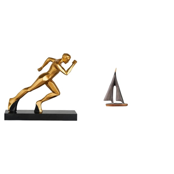 Kuntesetty Abstract Runner Sailing Ship Modern Figurine Sculpture for Home Entryway Tabletop and Hotel Living Room Desktop Decor