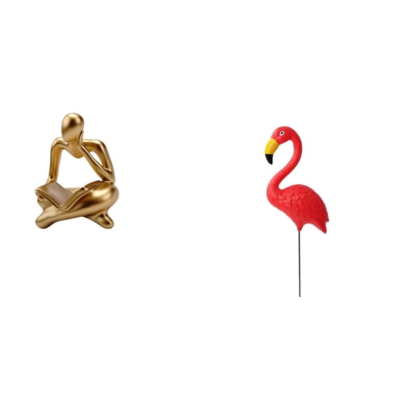 Kuntesetty Abstract Thinker Bird Statue Decoration for Tabletop Living Room Shelf Office Bookshelf Yard Art Ornament Backyard Fairy Garden Accessories Flamingo G