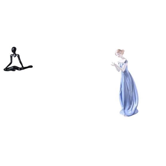 Kuntesetty Abstract Thinker Girl Statue Creative Porcelain Figurine Modern Nordic Decorative Sculpture Unique Ornament for Bedroom Entrance Shelf Desk Housewarming Gift