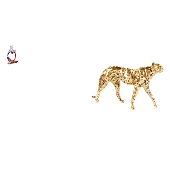 Kuntesetty Abstract Thinker Resin Statue Gold Cheetah Figurine Animal Sculpture Decorative Collectible Ornament for Office Bedroom Drawer Shop Bookshelf Table Centerpiece Home Decor