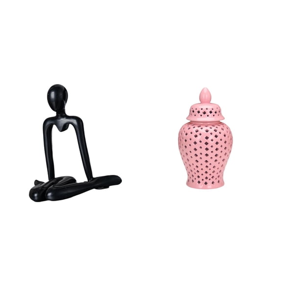 Kuntesetty Abstract Thinker Sculpture Porcelain Jar Figurine Decorative Vase Ornament for Bedroom Cabinet Bookshelf Fireplace Tabletop Floral Arrangement Display