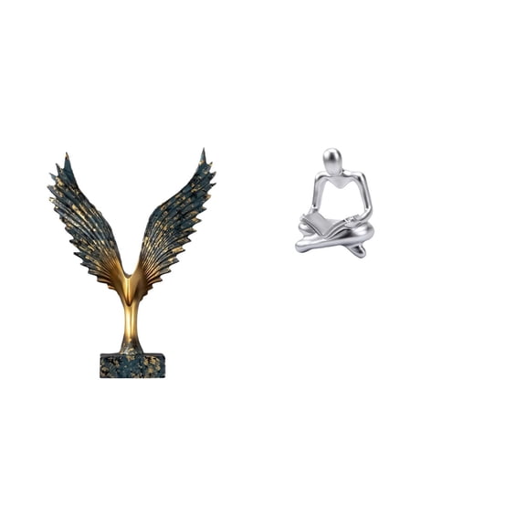 Kuntesetty Abstract Thinker Statue Home Statue Spreading Wing Sculpture Ornament Resin Handcrafted Decor Suitable for Gift Giving Home Decoration Office Living R