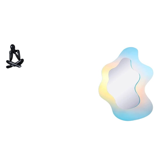 Kuntesetty Abstract Wavy Figure Sculpture Modern Decorative Mirror Collectible Ornament for Living Room Bathroom Wall Bookshelf Home Decor