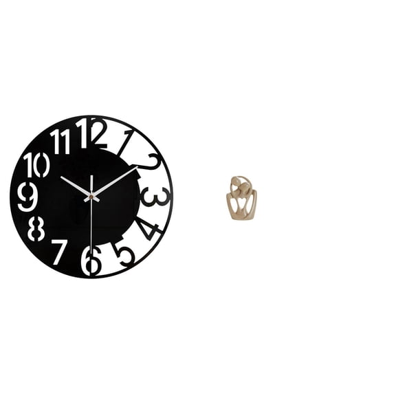 Kuntesetty Acrylic Abstract Wall Clock Couple Statue Decorative Silent Easy to Read Simple Round Big Clock Resin Sculpture for Hotel Office Home Bathroom Bookcase Cafe Desktop Birthday Gift