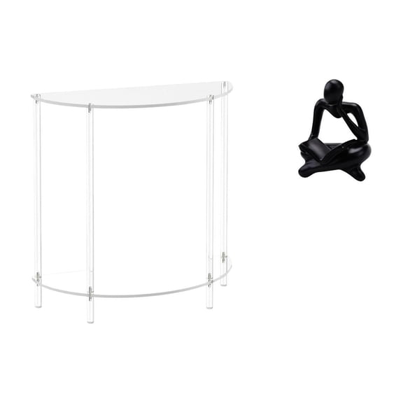 Kuntesetty Acrylic Accent End Table for Small Space with Abstract Thinker Statue Decoration for Living Room Shelf Office Bookshelf Nightstand Decor
