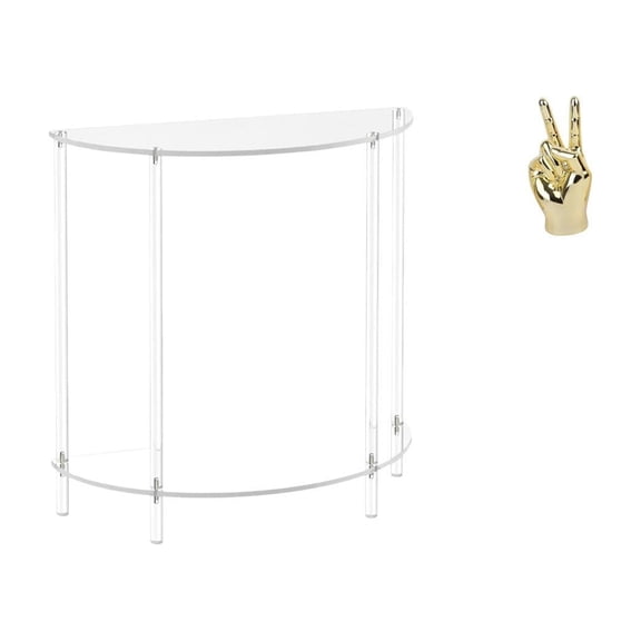 Kuntesetty Acrylic Accent Table for Small Space with Creative Hand Finger Gesture Sculpture Skinny Nightstand for Home Living Room Bathroom Decor Shelf