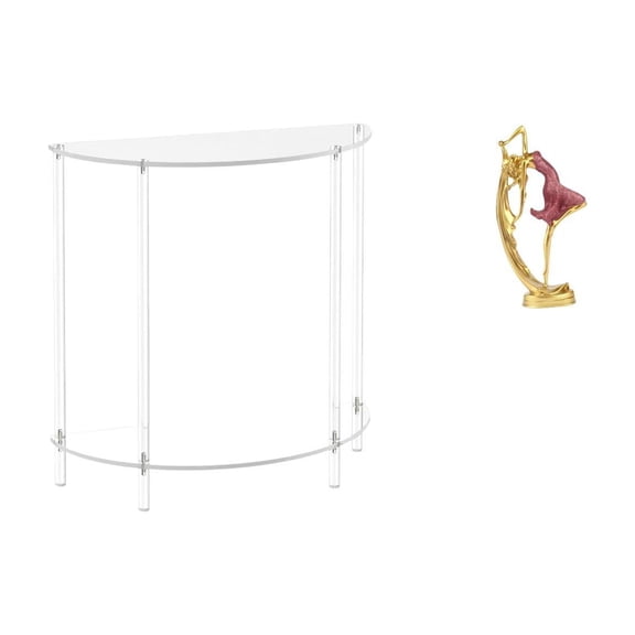 Kuntesetty Acrylic Accent Table with Ballet Dancing Girl Statue Elegant Ballerina Dancer Sculpture for Home Living Room Bedroom Office Decor