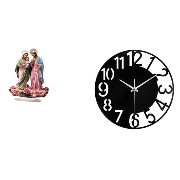 Kuntesetty Acrylic Desktop Decor And Wall Clock Combination for Home Office Holiday Fireplace Tabletop Ornament Unique Silent Easy to Read Round Design Gift