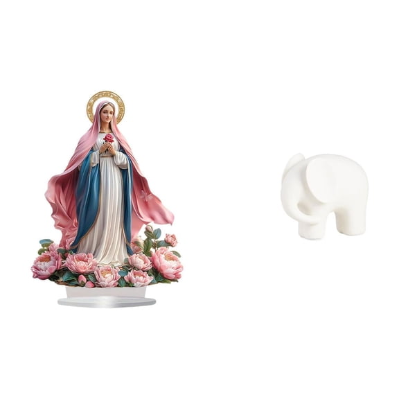 Kuntesetty Acrylic Elephant Ornament Freestanding Decorative Animal Sculpture Figure Collection with Base for Party Home Bookshelf Festival Bedroom Tabletop Xmas