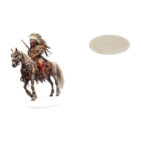 Kuntesetty Acrylic Knight Ornament Table Centerpiece Waterproof Desktop Decoration with Base for Home and 60cm Round Indoor Area Rug Bedside Rug Anti Skid Backing Circle Blanket Versatile