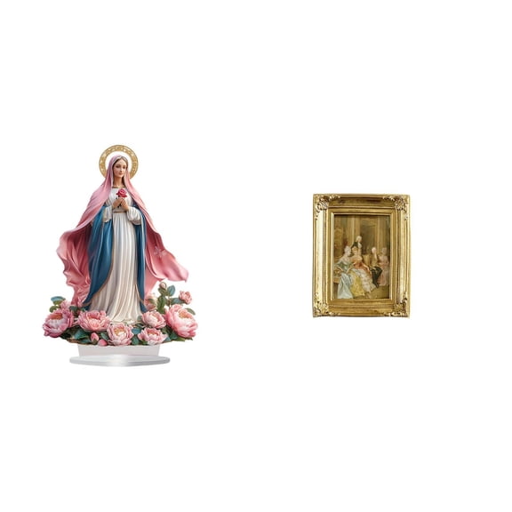 Kuntesetty Acrylic Resin Ornament Photo Frame Decorative Freestanding Tabletop Display Holder for Party Home Bookshelf Festival Bedroom Office Farmhouse