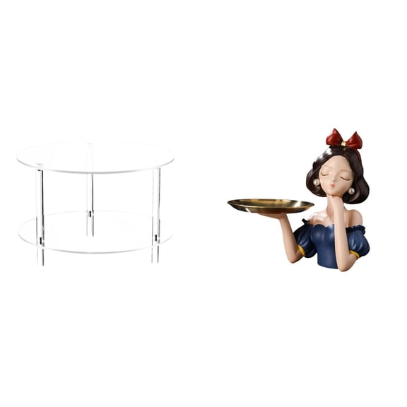 Kuntesetty Acrylic Resin Side Table with Princess Statue Key Holder Tray Compact Nightstand Bedside Furniture Modern Art Multipurpose Storage for Living Room