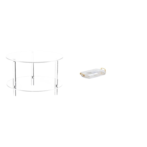 Kuntesetty Acrylic Side Table for Living Room with Compact NightStand and Easy Assembly Featuring Nordic Rectangle Vanity Tray Jewelry Storage Countertop Organizer for Home Bedroom Dining Room