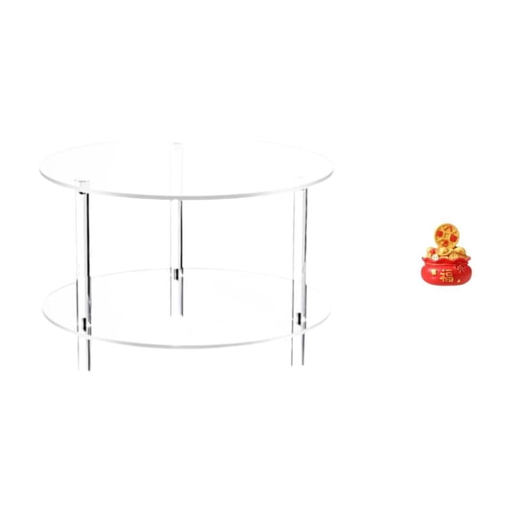 Kuntesetty Acrylic Side Table for Living Room with Money Bag Ornament Compact NightStand Treasure Basin Statue Easy Assembly Bedroom Housewarming Gift